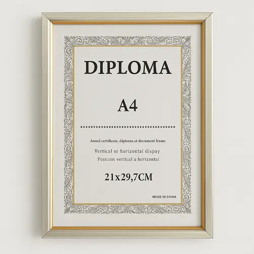 Porte Diplôme argenté doré - Taille A4
