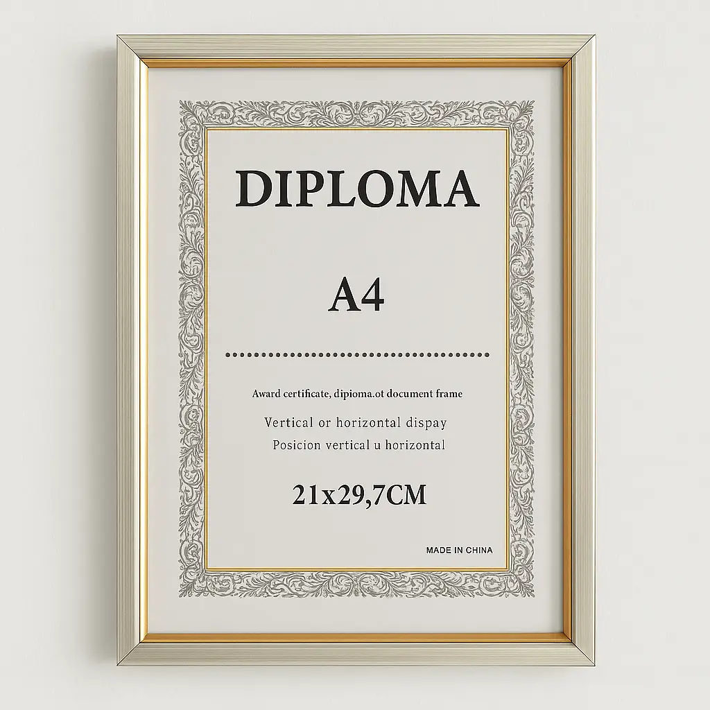Porte Diplôme argenté doré - Taille A4