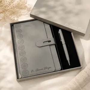 Coffret Carnet & Stylo Personnalisé – Élégance Gris vue 1