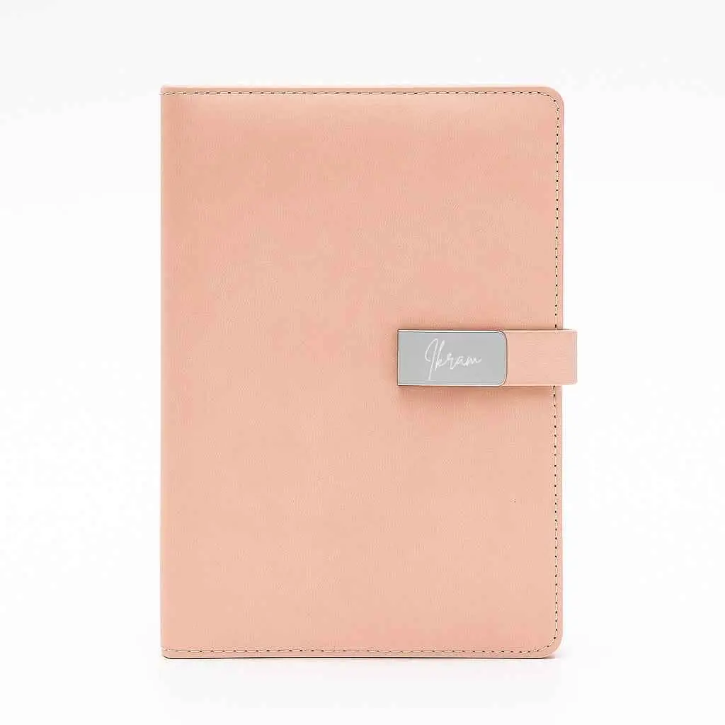 Carnet Similicuir Rose - Fermoir Gravé Cadeau Femme