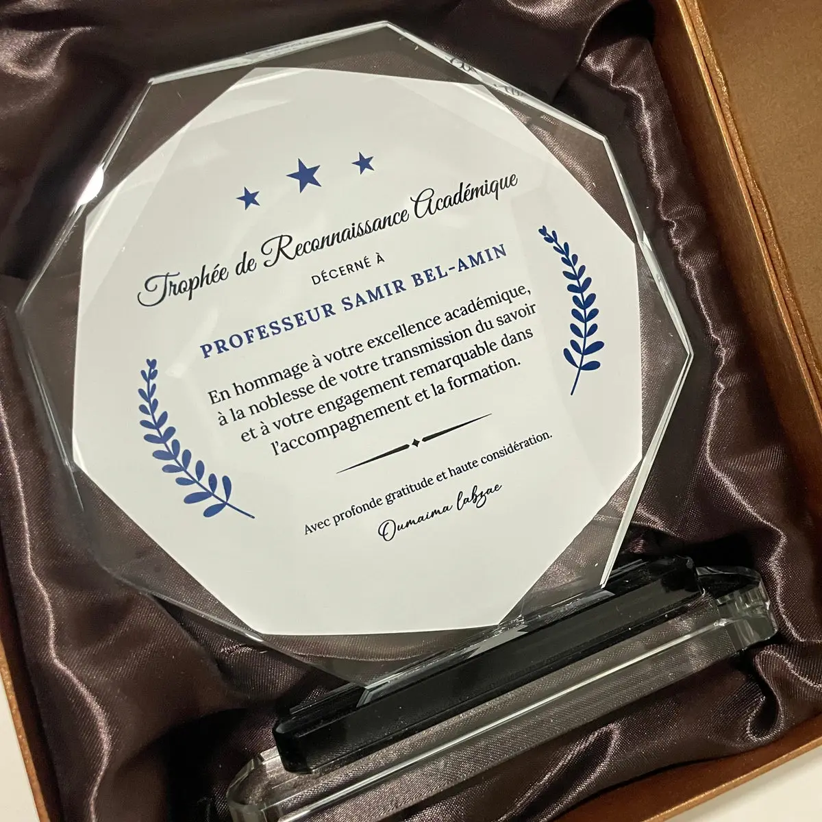Trophée en cristal personnalisée